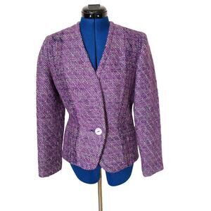 Nikos Handwoven 80s Vintage Purple Textured Woven Wool Art To Wear Blazer S